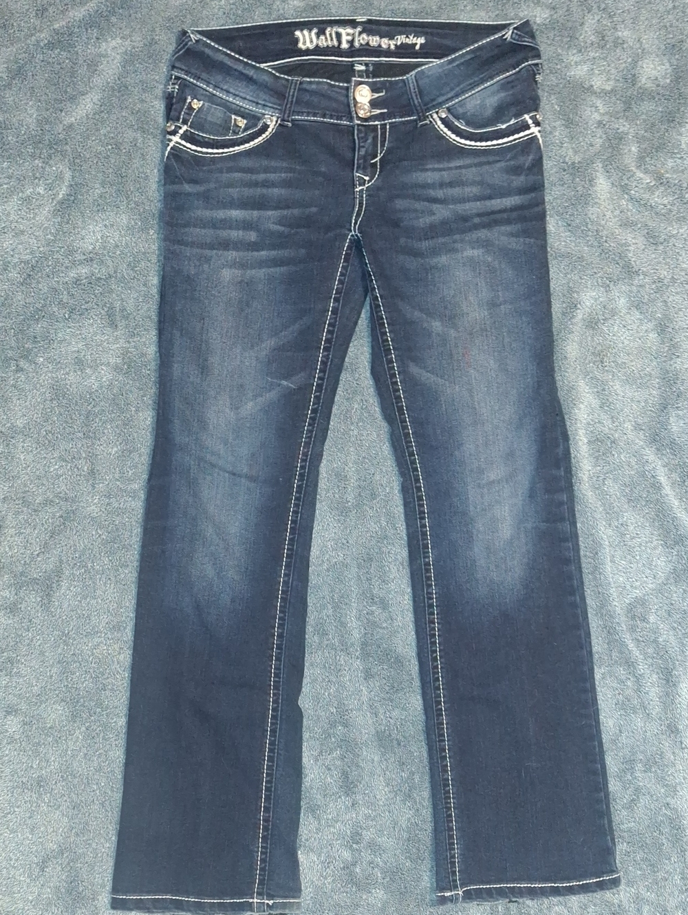 Wallflower Embellished Dark Blue Flared Denim Jeans